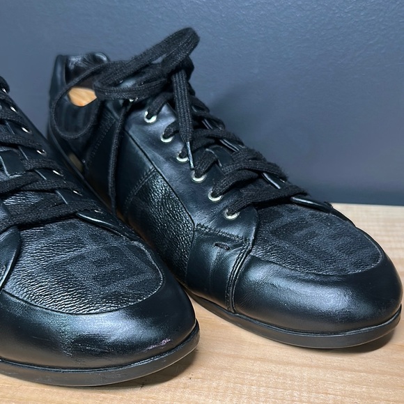 Fendi Wimbledon Trainers Black Leather Men's Shoes - Picture 3 of 10